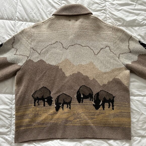 PENDLETON TAN BUFFALO WESTERN AUTHENTIC WOOL MEN'S SWEATER XXL 2XL - RARE!!! - Picture 9 of 9